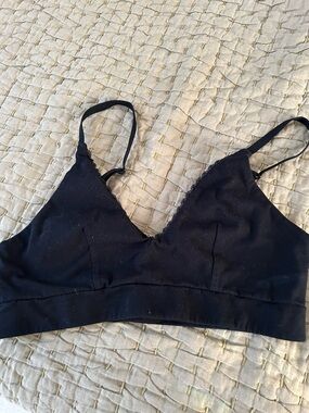 Pact - Black Lace Trim Bralette - Women Intimates & Sleepwear - Size Large